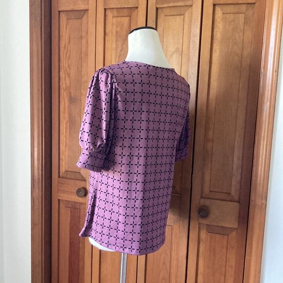 Notations Purple & Black Print Pullover Top, Size MP - Picture 5 of 12